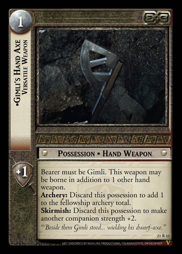 21R12 Gimli's Hand Axe, Versatile Weapon